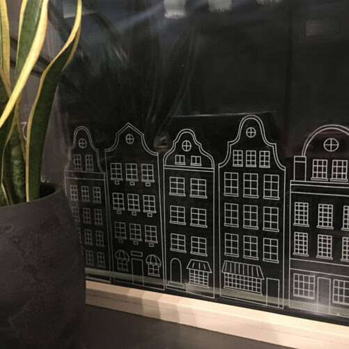 Krijtstift raamdecoratie sticker huisjes | herbruikbaar