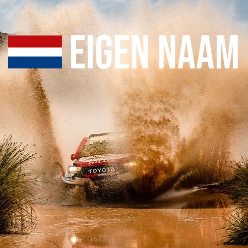 Ontwerp rally naamsticker met Nederlandse vlag