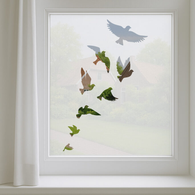 Raamfolie met vliegende vogels