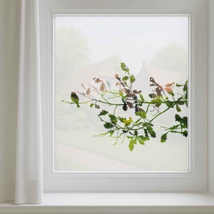 Raamfolie met vogels en botanische takken