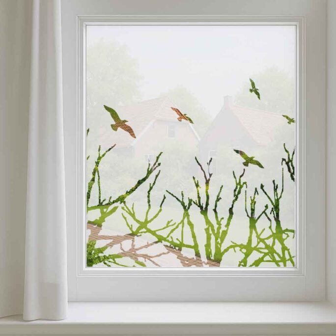 Natuurraamfolie met vliegende vogels