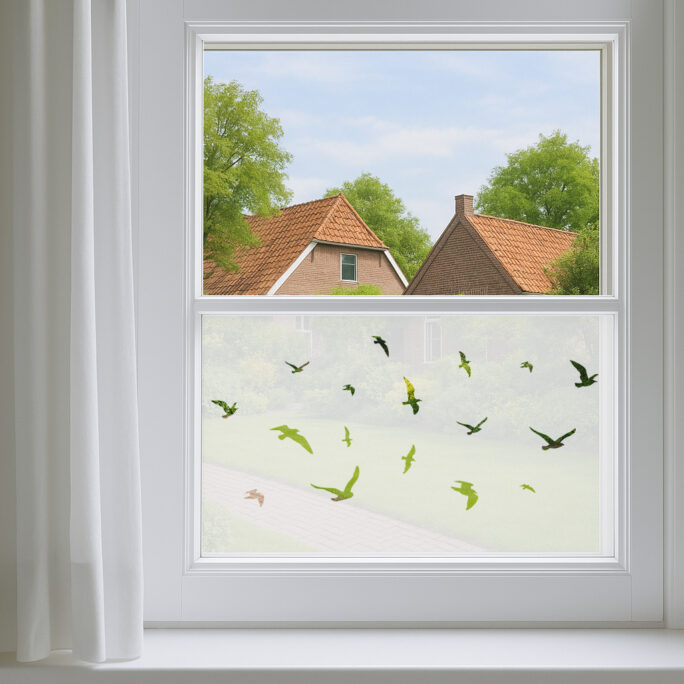 Raamfolie met vogels – decoratieve privacyfolie op maat
