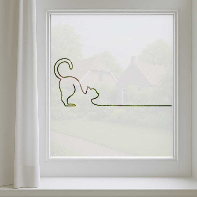 Decoratieve raamfolie met kat