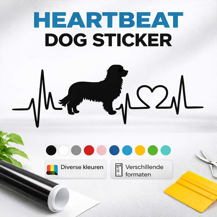 Heartbeat hondensticker voor camper en caravan
