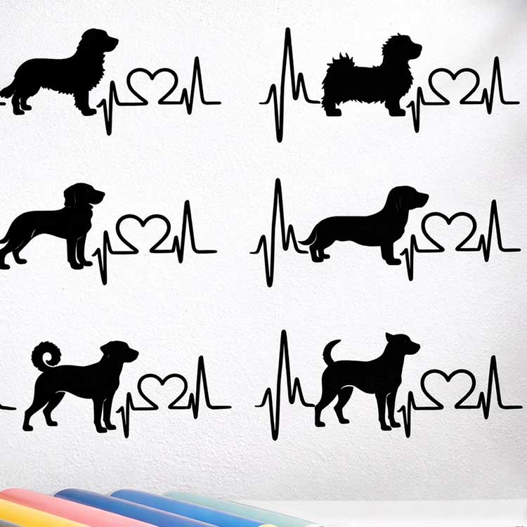 Heartbeat hondensticker voor camper en caravan – contour gesneden