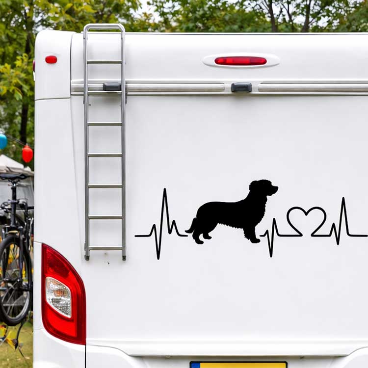Heartbeat hondensticker voor camper en caravan