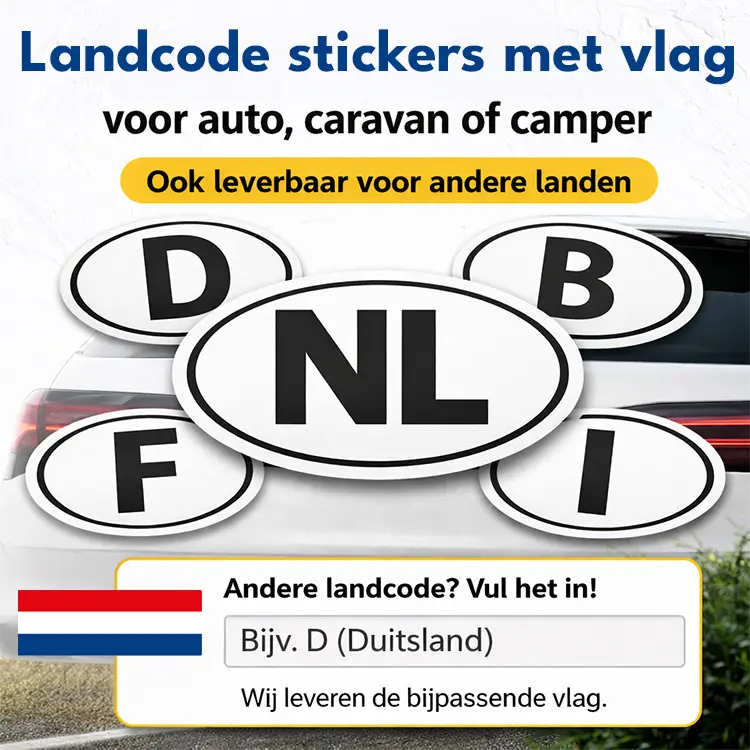 NL sticker auto met vlag – landcode NL sticker voor auto, caravan of camper